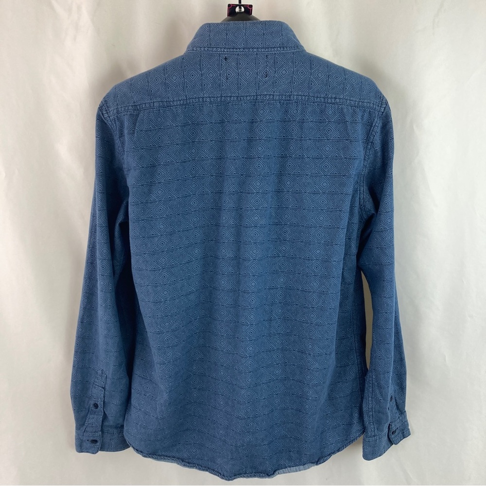 BLUE on Blue Geometric Design Button-up Shirt by Morse Code 100% Cotton - Picture 8 of 10